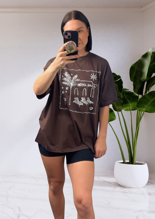 Mya Oversized Tee T-Shirt - Choc Brown Hotel Soleil | By Frankie