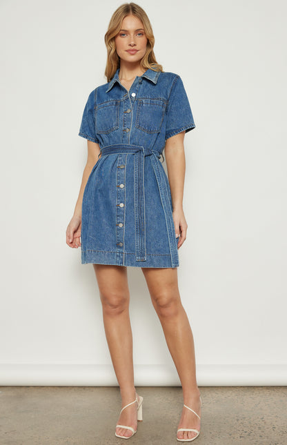 Veronika Button Up Denim Mini Dress