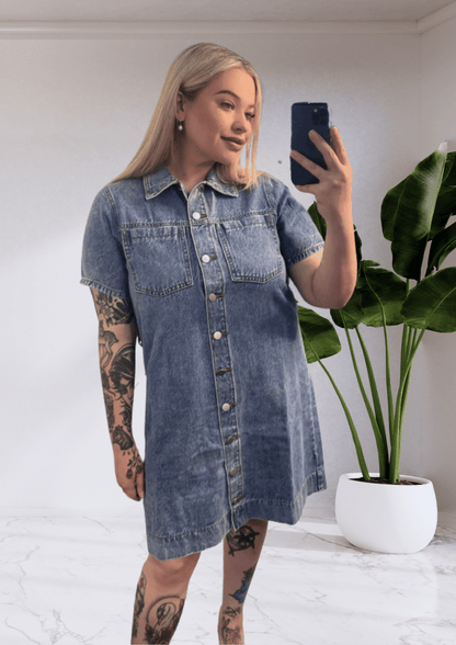 Veronika Button Up Denim Mini Dress