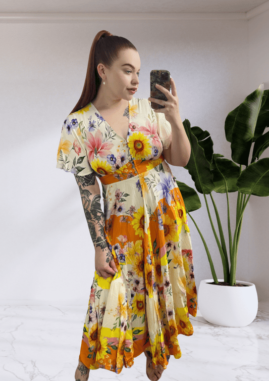 Nita Button Up Maxi Dress - Sunflower