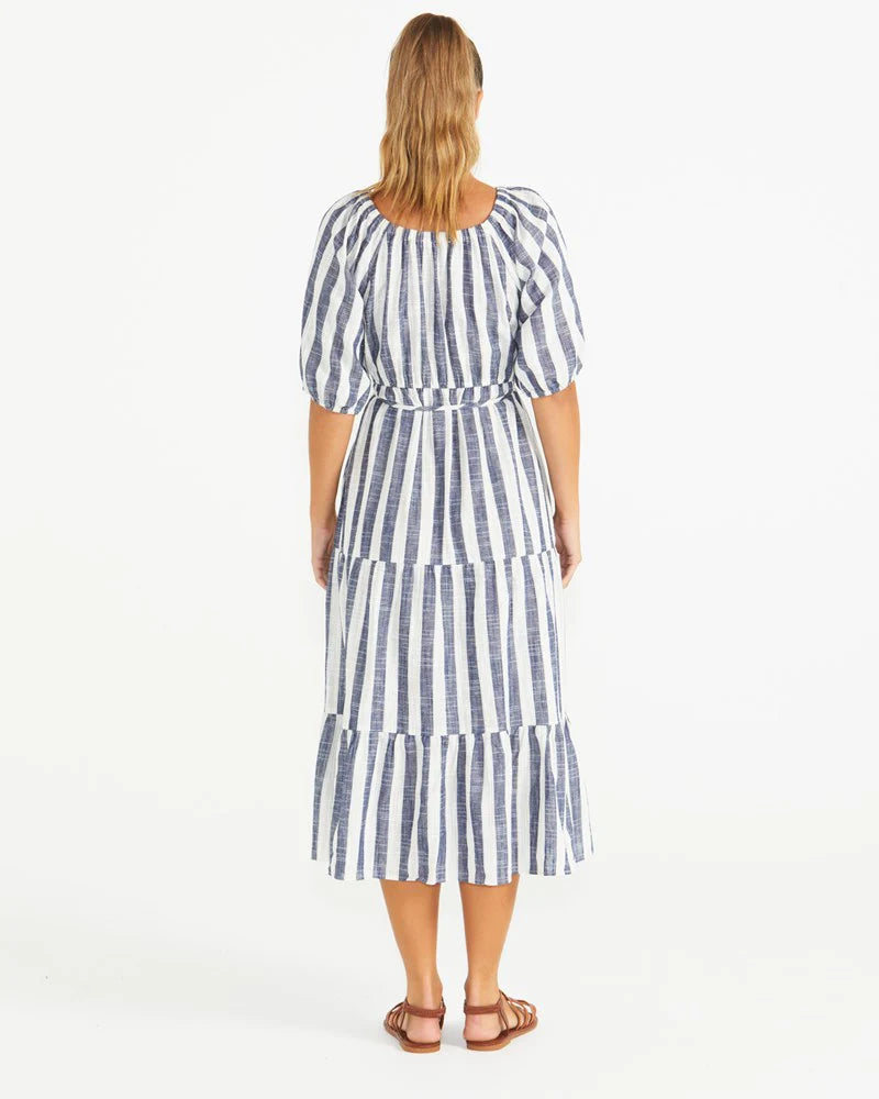 HARLEY OFF THE SHOULDER MIDI DRESS - STRIPE