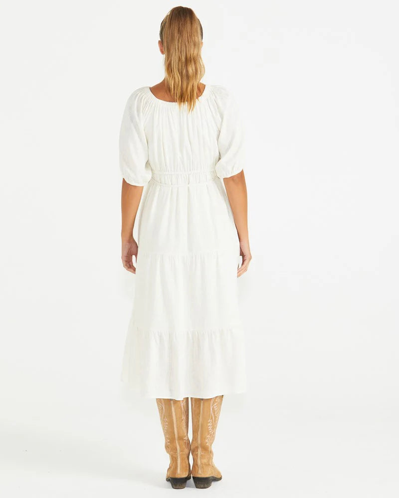 HARLEY OFF THE SHOULDER MIDI DRESS - OATMEAL