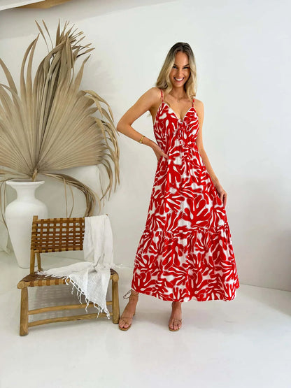 ROSIE V NECK MAXI DRESS - REEF PRINT