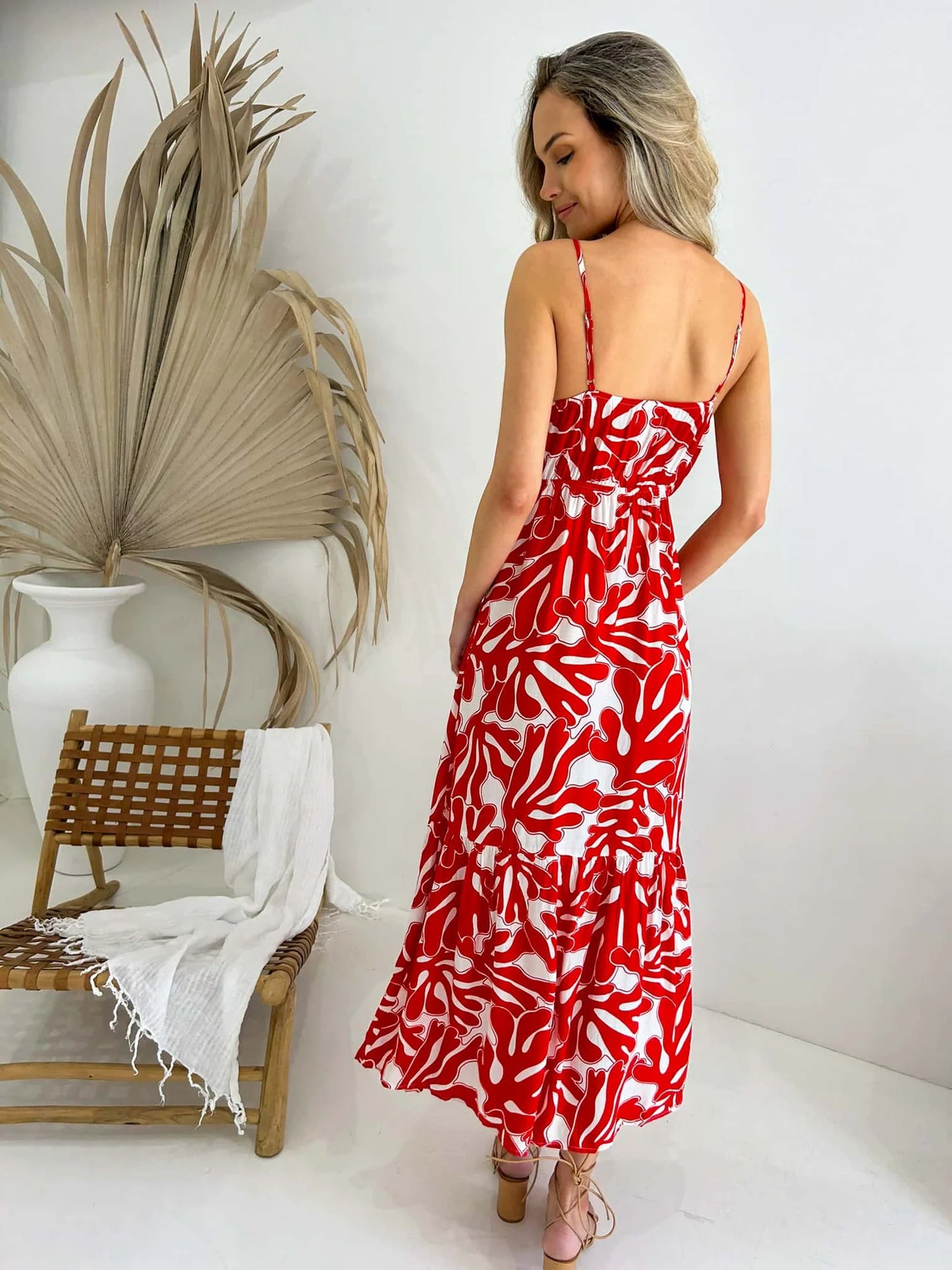 ROSIE V NECK MAXI DRESS - REEF PRINT