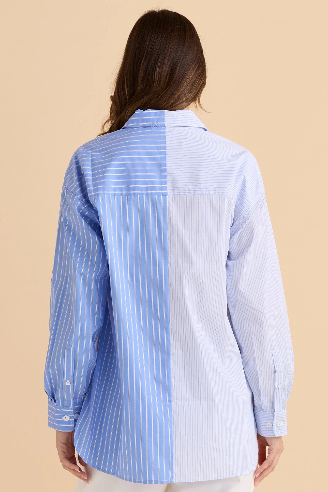 Stevie Shirt - Blue Stripe Contrast