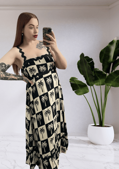 TEGAN RIC RAC MAXI DRESS - BLACK SUN