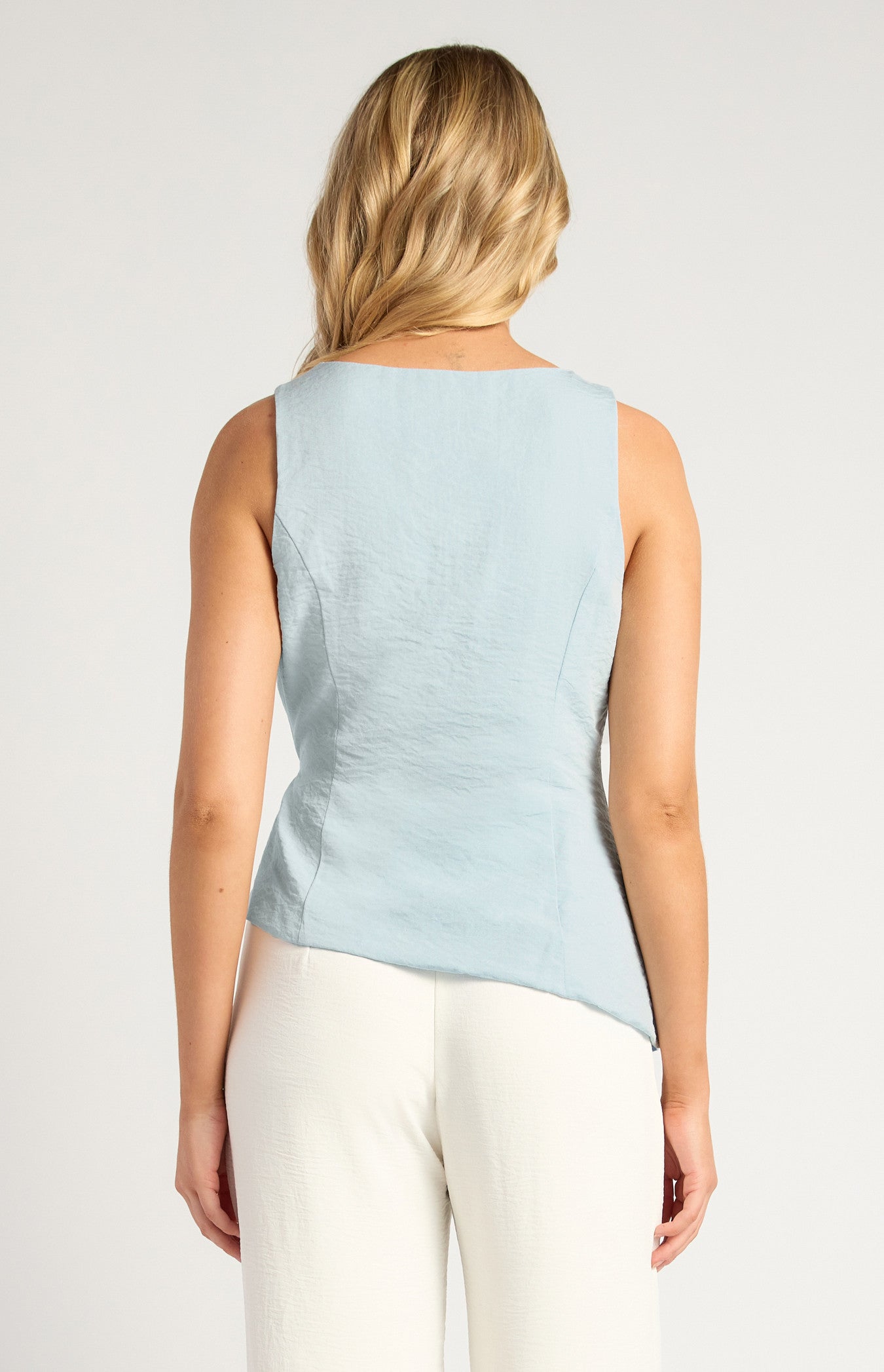 Textured Fabric Wrap Top With Beaded Toggles Shirt - Pale Blue