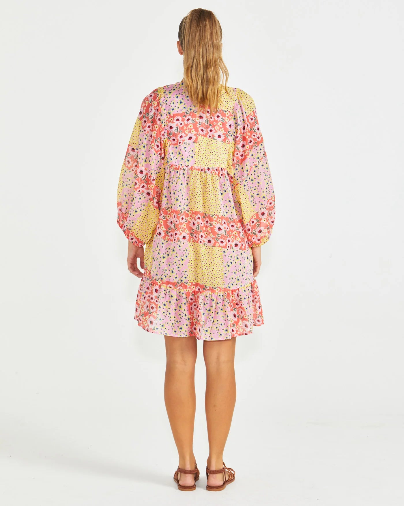 RUTH FLORAL MINI DRESS - YELLOW PINK