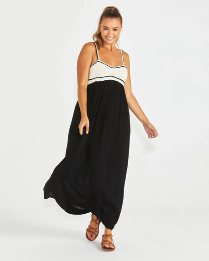 RAYA CROCHET MAXI DRESS - BLACK