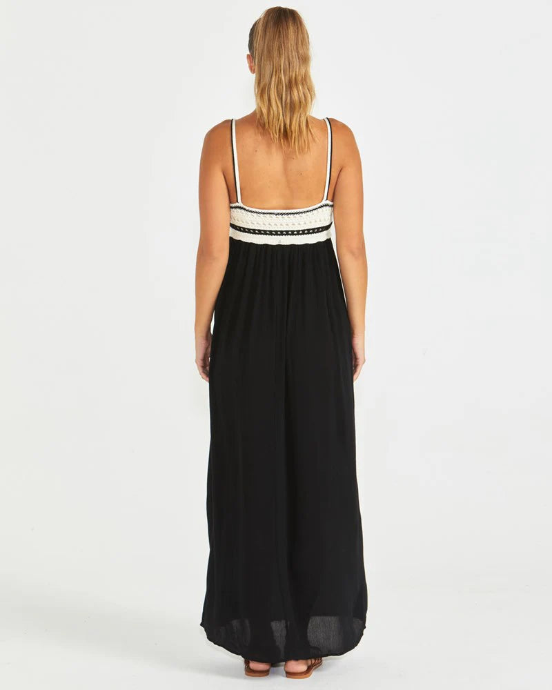 RAYA CROCHET MAXI DRESS - BLACK