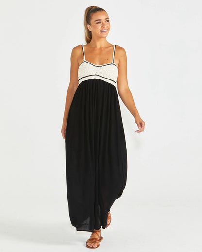 RAYA CROCHET MAXI DRESS - BLACK