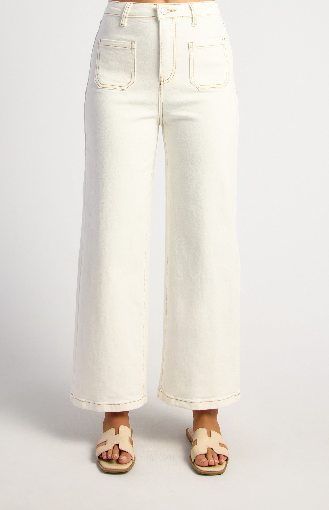 Polly Patch Pocket Denim Jeans - White