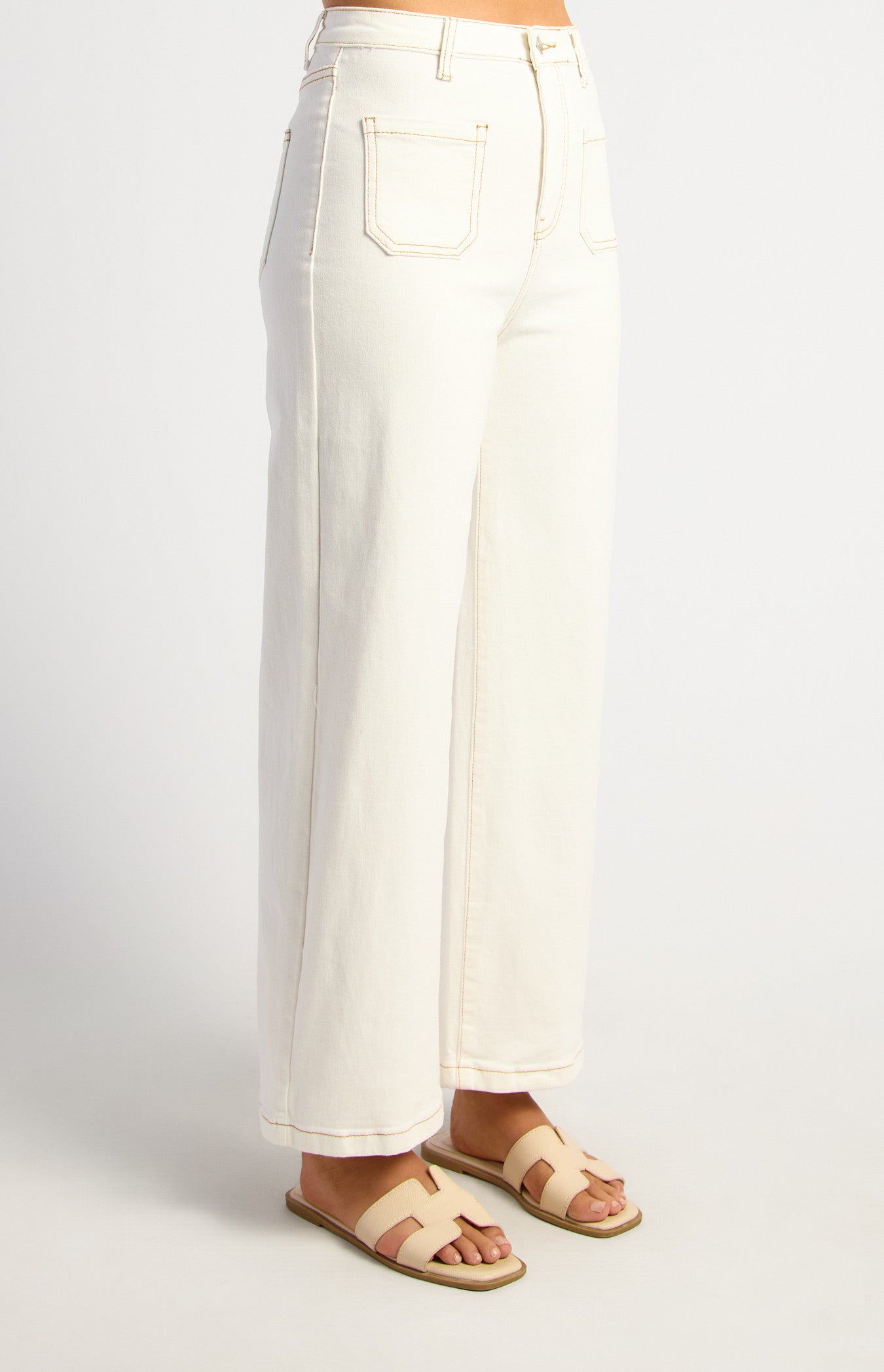 Polly Patch Pocket Denim Jeans - White