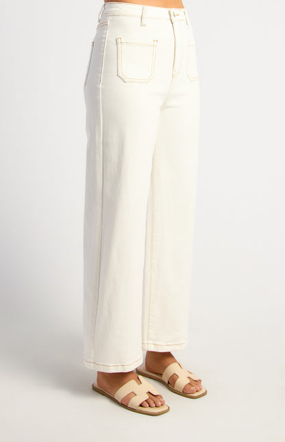 Polly Patch Pocket Denim Jeans - White