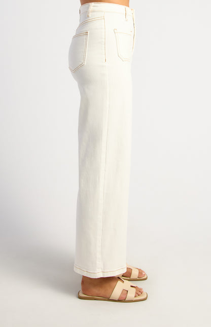 Polly Patch Pocket Denim Jeans - White