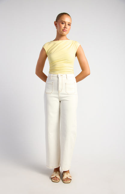 Polly Patch Pocket Denim Jeans - White