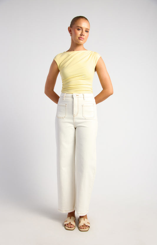 Polly Patch Pocket Denim Jeans - White