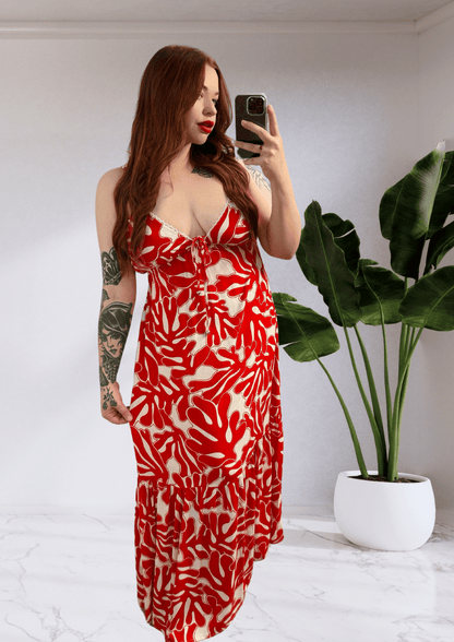 ROSIE V NECK MAXI DRESS - REEF PRINT