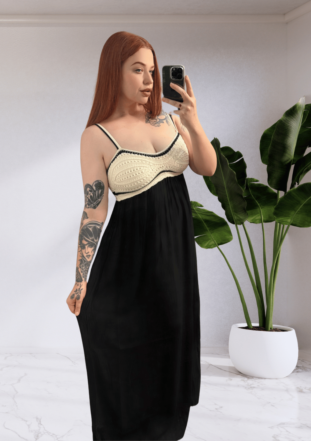 RAYA CROCHET MAXI DRESS - BLACK