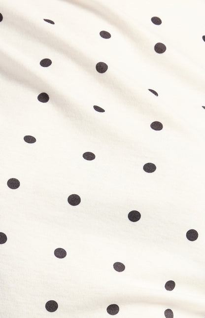 Polkadot Print Stretch Jersey Top - White
