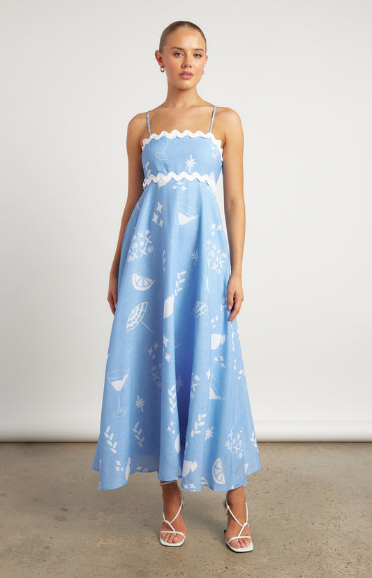 Holly RIC RAC Maxi Dress - Martini Blue