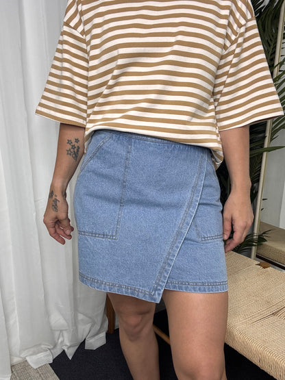Carmen Oversized Stripe T-Shirt - Beige