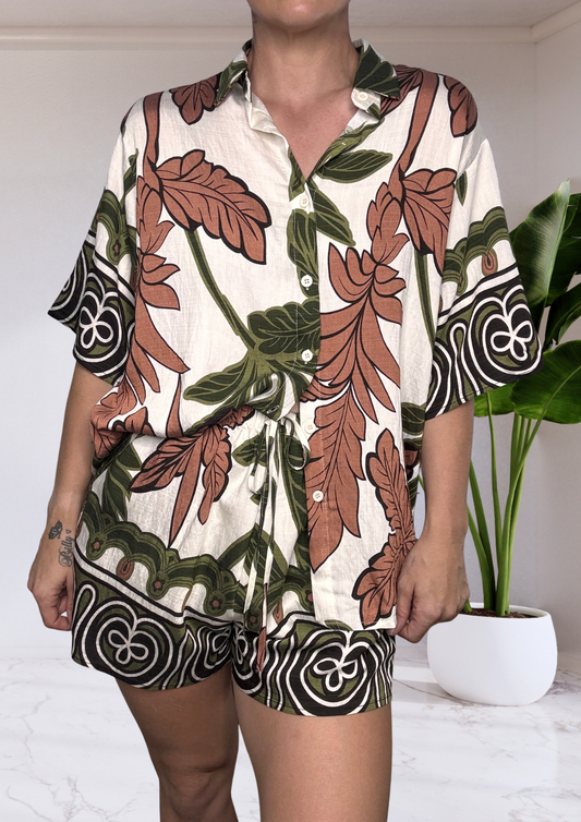 Taya Shirt & Shorts Set - Palm Green