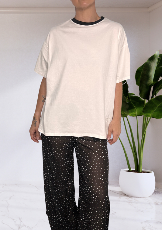 Amber Oversized T-Shirt & Sheer Pants Set - Black Spot