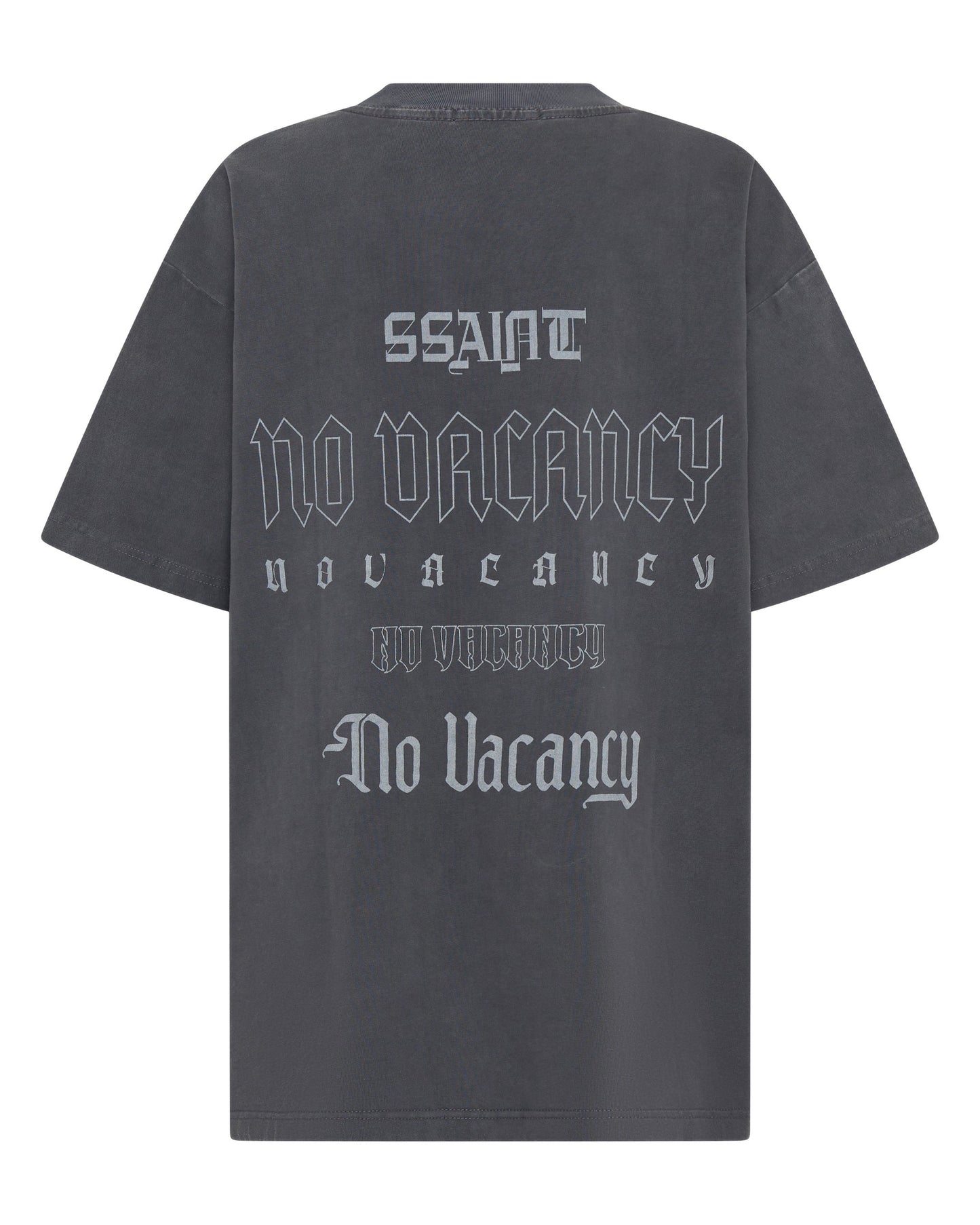NO VACANCY TEE CHARCOAL ACID WASH