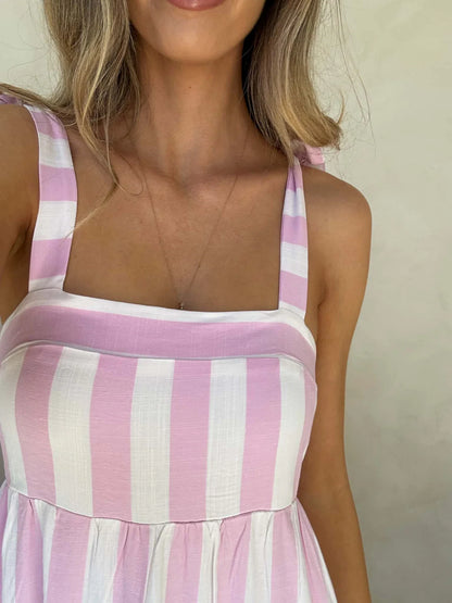 Cleo Tripe Shoulder Tie Maxi Dress - Light Orchid