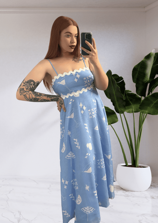 Holly RIC RAC Maxi Dress - Martini Blue