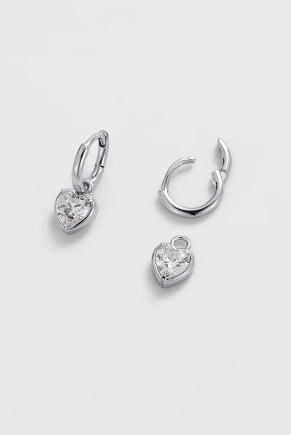 Amor Heart Earrings - Silver