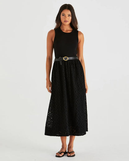 PATTIE SLEEVELESS MIDI DRESS - BLACK