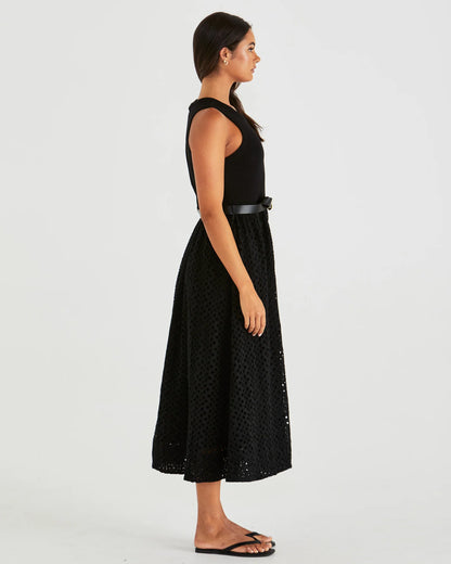 PATTIE SLEEVELESS MIDI DRESS - BLACK