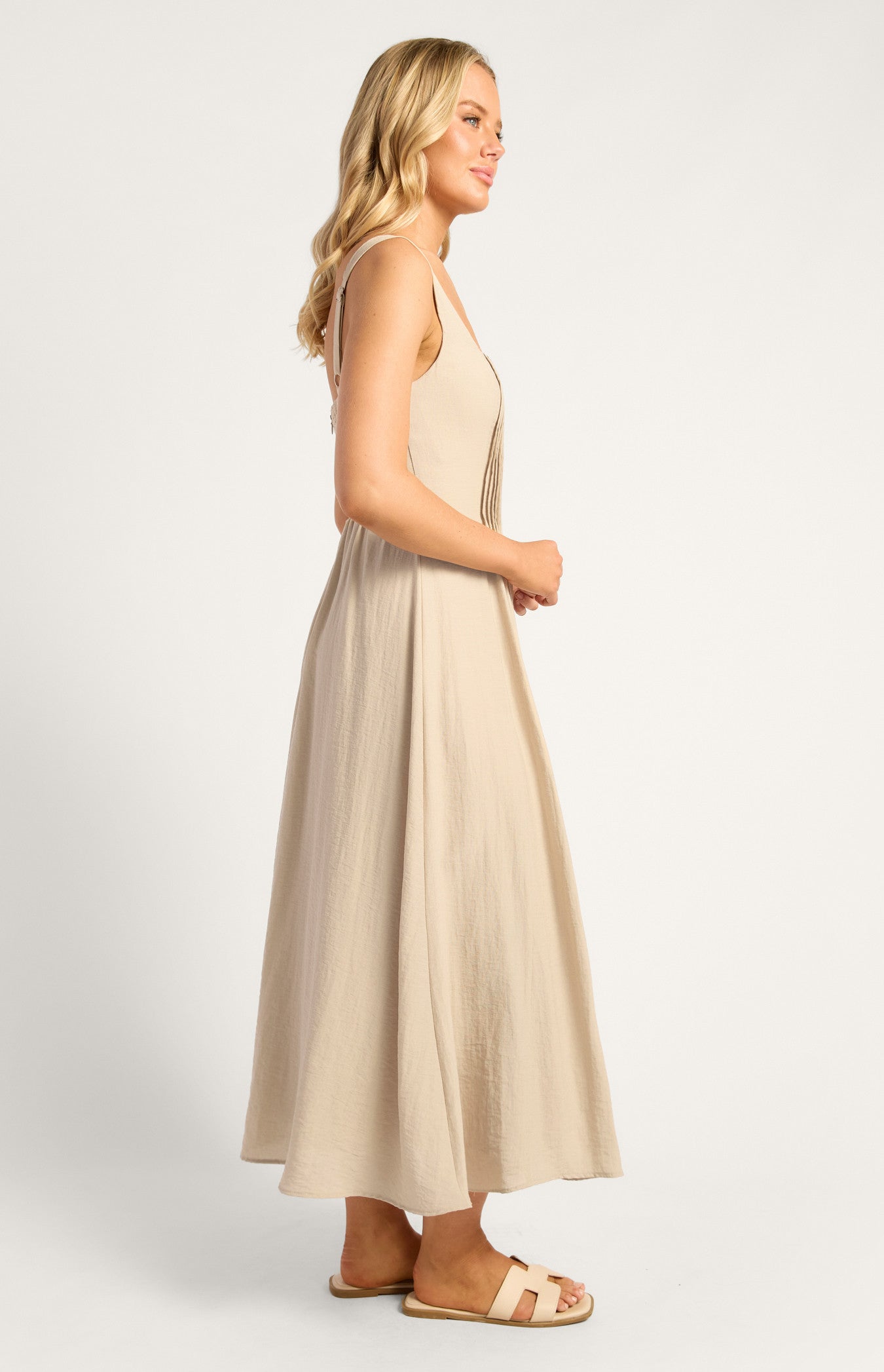 Pippa Pleated Bodice Detail Midi Dress