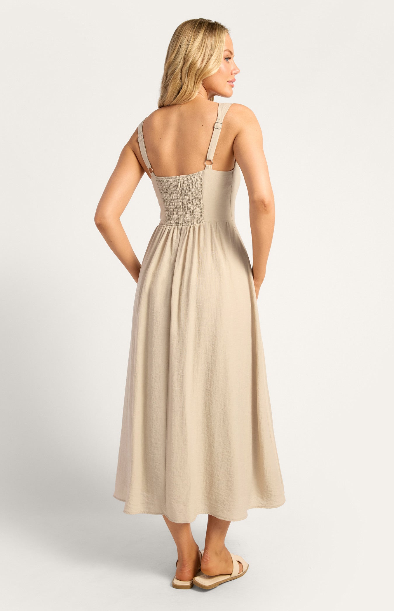 Pippa Pleated Bodice Detail Midi Dress