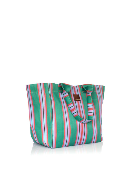 Grand Beach Bag - Jardin Green Stripe