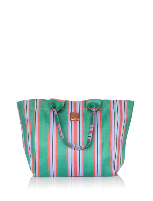 Grand Beach Bag - Jardin Green Stripe | Eau Bags