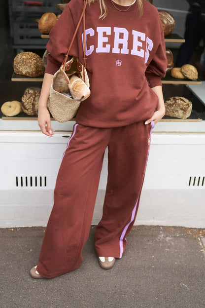 Gigi Wide Leg Terry Trackpant - Burnt Toffee Orchid