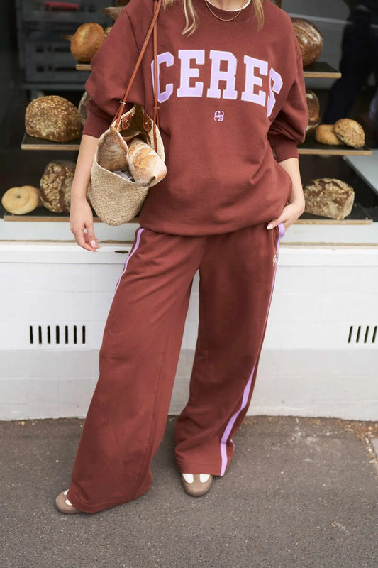 Gigi Wide Leg Terry Trackpant - Burnt Toffee Orchid