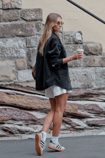 Bobbi Denim Side Pocket Shacket - Washed Black