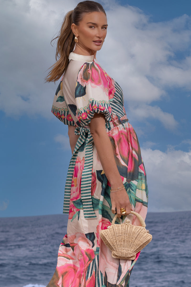 Wrap Twist Maxi Dress - Marisol Pink