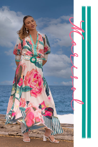 Rebecca Belted Maxi Skirt - Marisol Pink
