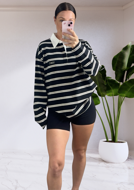 Dylan Rugby Polo black & white stripe