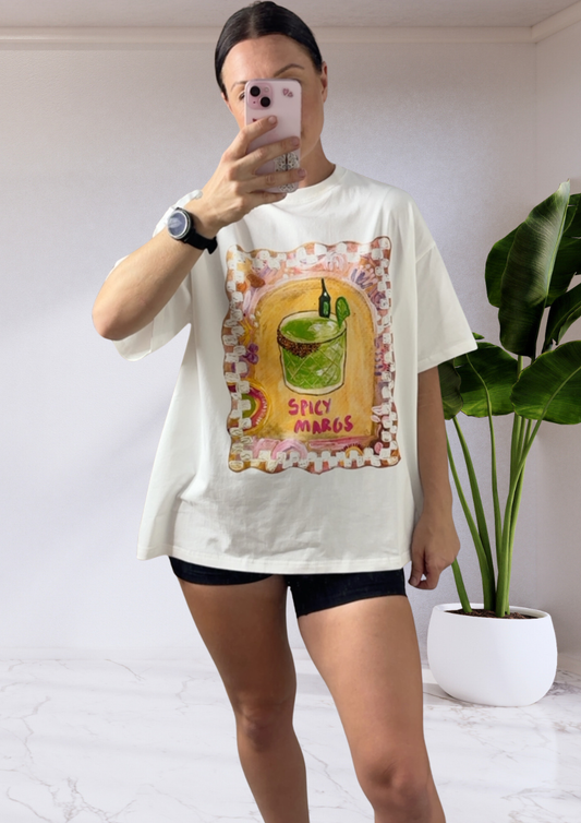 Mya Oversized Tee - White Spicy Margs
