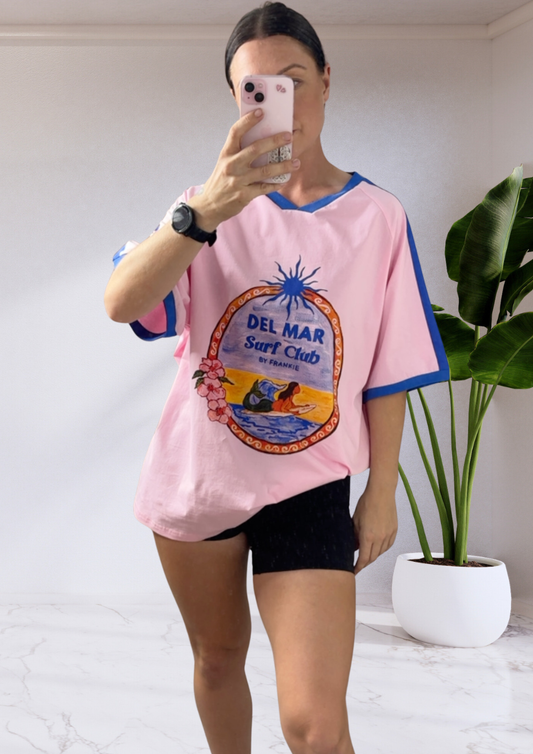 Jersey Oversized Tee - Pink Del Mar Surf Club | By Frankie