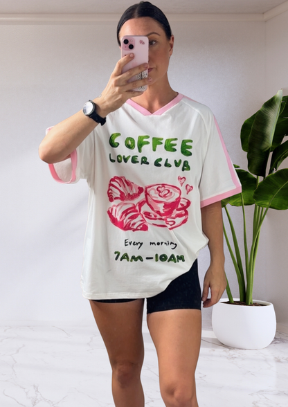 Jersey Oversized T-Shirt - Coffee Lover White