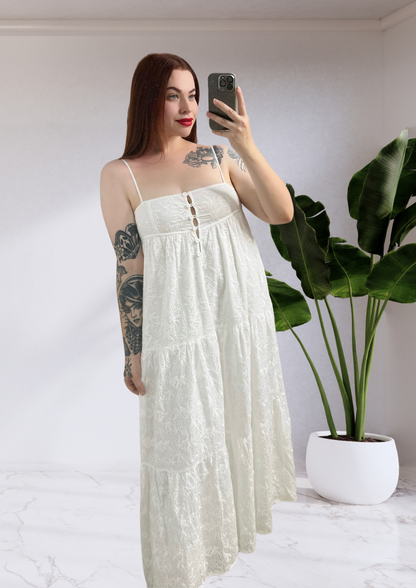 India Maxi Dress - White Anglaise