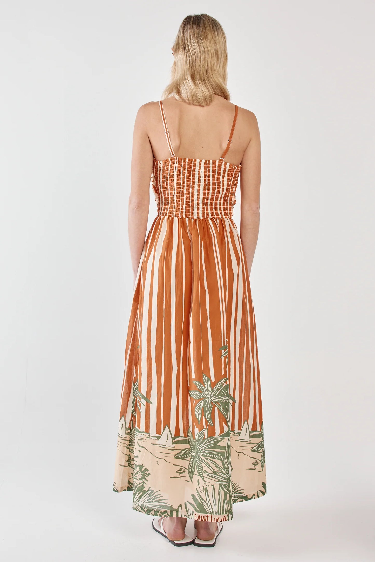 Mina Strapless Maxi Dress- Palm Stripe