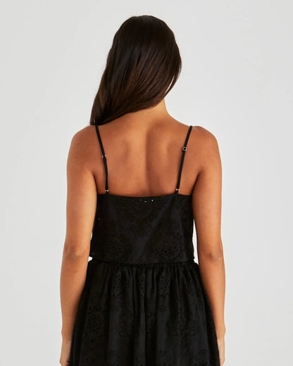 Ani Scalloped Neckline Cami Top - Black
